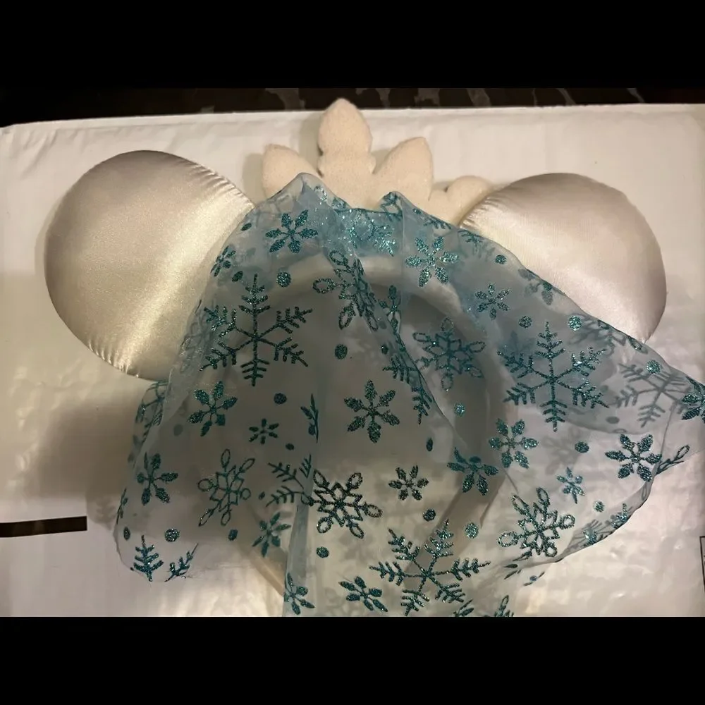 Disney Parks Blue White Sparkle  Elsa Minnie Mouse Ears Headband